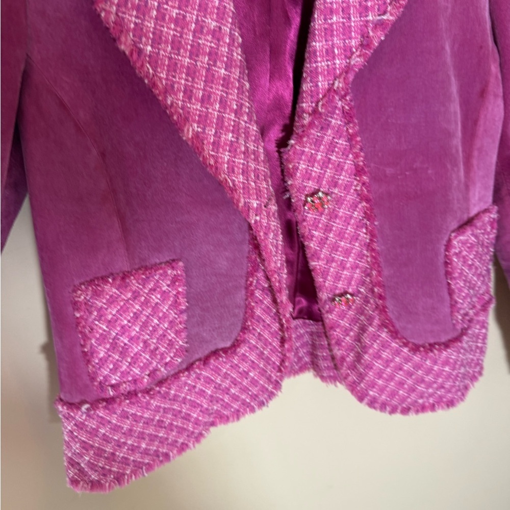 Wilsons Leather maxima Y2K jacket Pink Suede Leather butterfly Elle woods size L - Picture 3 of 8